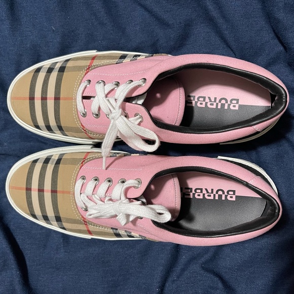 Ladies Burberry Skate Multi Pink Cotton Shoe Size 40 1/2 - Picture 3 of 5